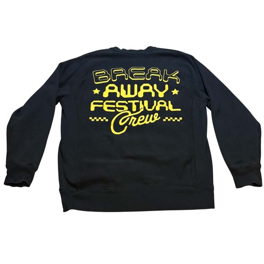 Breakaway Music Festival Staff Crewneck Sweatshirt M Black Yellow EDM Rave Fest